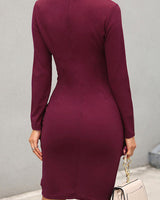 Knee-Length Office Blazer Dress with Long Sleeves