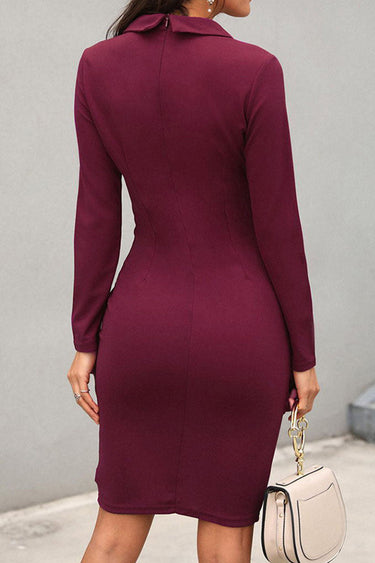 Knee-Length Office Blazer Dress with Long Sleeves