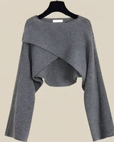 Knit Co Ord Lounge Set with Cropped Top and Wide Leg Pants
