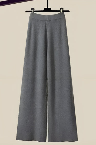 Knit Co Ord Lounge Set with Cropped Top and Wide Leg Pants