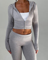 Knit Lounge Co-Ord Set with Zip-Up Hoodie