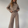 Knit Loungewear Set with Turtleneck and Wide-Leg Trousers