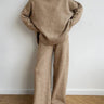 Knitted Lounge Set with Turtleneck Sweater and Wide Leg Pants