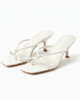 Knot Strap Heeled Sandals with Open Square Toe
