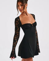 Lace Sleeve Bodycon Mini Dress with Corset Back