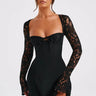 Lace Sleeve Bodycon Mini Dress with Corset Back