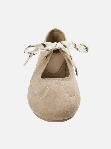 Side profile of the flat ballet shoe showing the thin sole