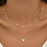 Layered Necklace Set with Heart or Cross Pendant