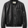 Overhead flat lay of structured leather-look jacket