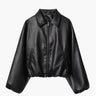 Leather Bomber Jacket with Zip Front