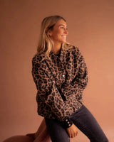 Leopard Print Bomber Shacket with Button Front