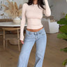 Light Wash Low-Rise Straight Jeans with Relaxed Fit