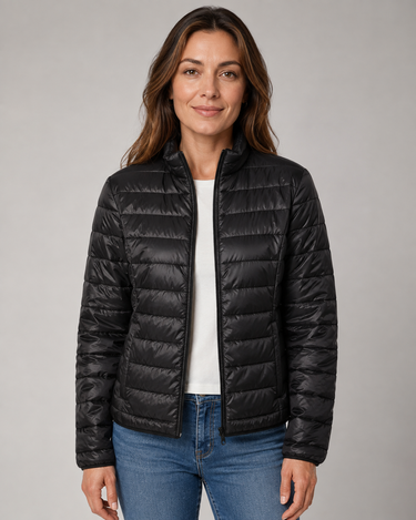 Detail shot of the full-length zip front closure