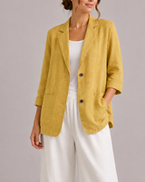 Linen Blazer with Lapel Collar and Relaxed Fit