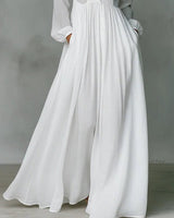 Linen Blend Maxi Shirt Dress with Stand Collar and Pockets