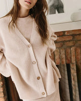 Long Oversized Rib-Knit Cardigan