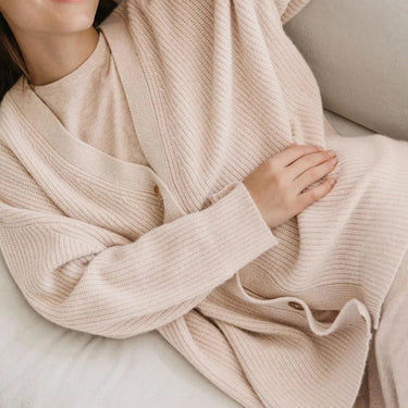 Long Oversized Rib-Knit Cardigan