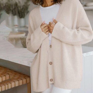 Long Oversized Rib-Knit Cardigan