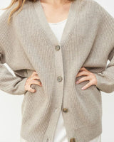 Long Oversized Rib-Knit Cardigan