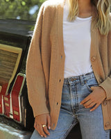 Long Oversized Rib-Knit Cardigan