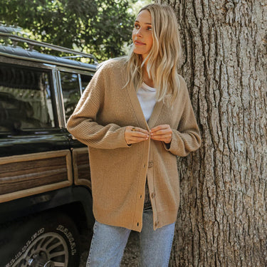 Long Oversized Rib-Knit Cardigan