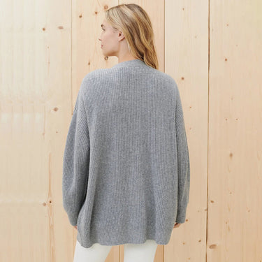 Long Oversized Rib-Knit Cardigan