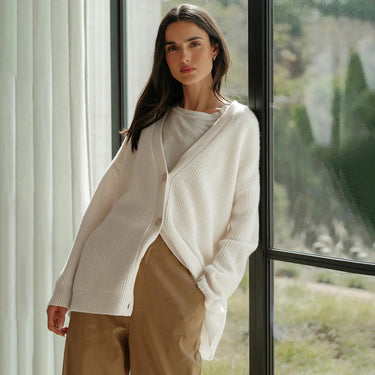 Long Oversized Rib-Knit Cardigan