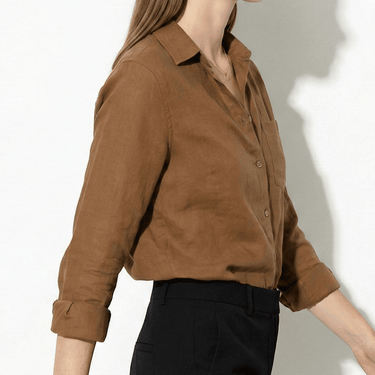 Long Sleeve Button Down Blouse with Classic Collar