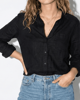 Long Sleeve Button Down Blouse with Classic Collar