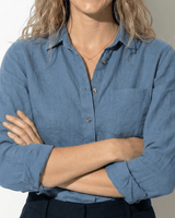 Long Sleeve Button Down Blouse with Classic Collar