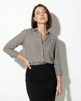 Long Sleeve Button Down Blouse with Classic Collar