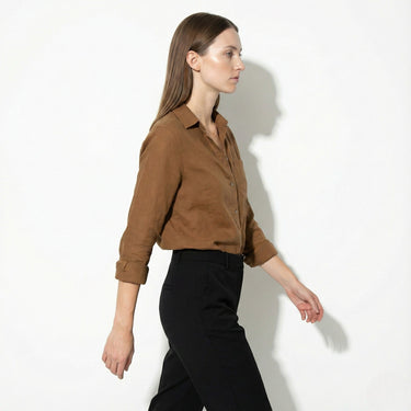 Long Sleeve Button Down Blouse with Classic Collar