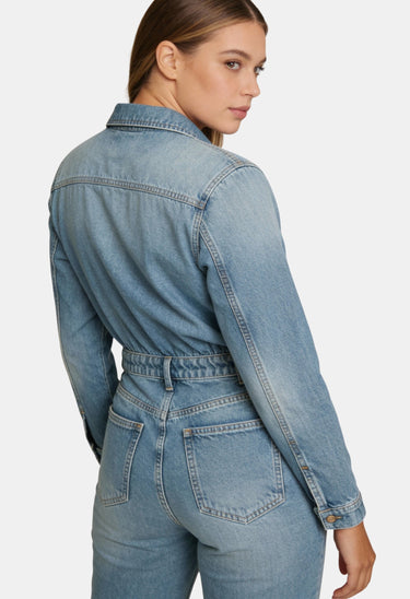 Long Sleeve Denim Jumpsuit