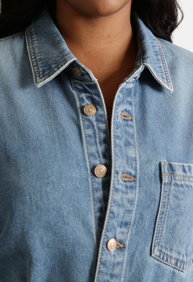 Long Sleeve Denim Jumpsuit