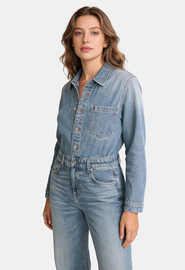 Long Sleeve Denim Jumpsuit