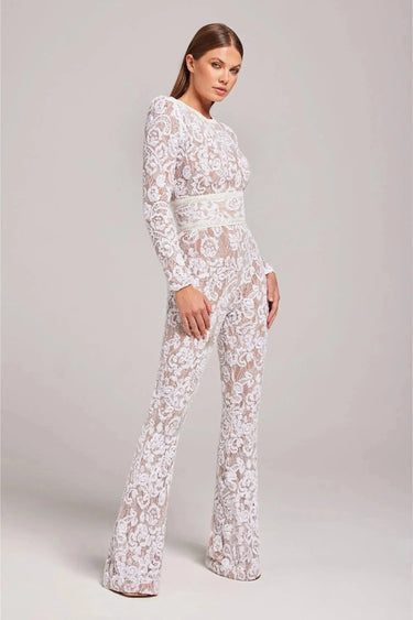 Long Sleeve Embellished Flared Jumpsuit