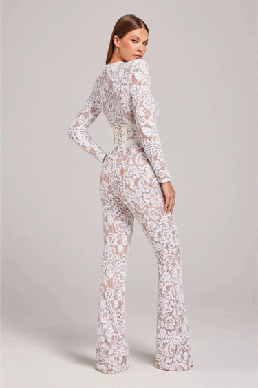Long Sleeve Embellished Flared Jumpsuit
