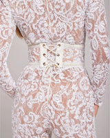 Long Sleeve Embellished Flared Jumpsuit