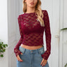 Long Sleeve Lace Top with Semi-Sheer Body