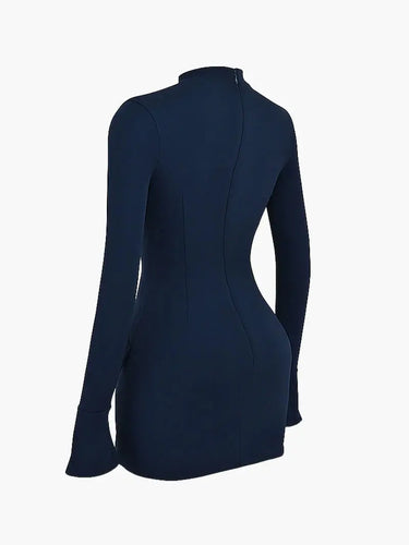 Long Sleeve Mini Dress with Peplum Waist Detail