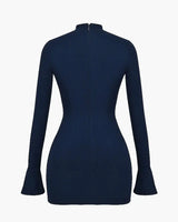 Long Sleeve Mini Dress with Peplum Waist Detail