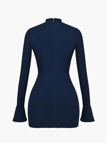 Long Sleeve Mini Dress with Peplum Waist Detail