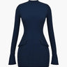 Long Sleeve Mini Dress with Peplum Waist Detail