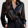 Long Sleeve Satin Blouse with Classic Collar