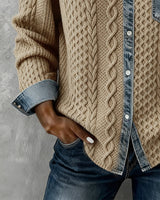 Close-up of sleeve cuff on long sleeve patchwork shirt
