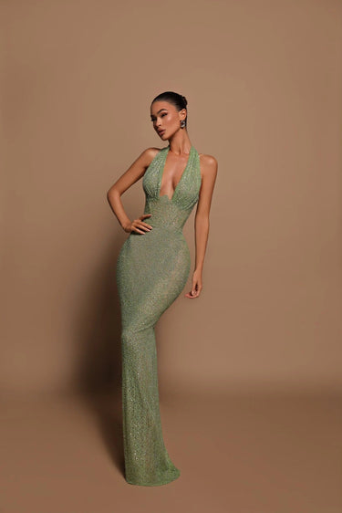 Long Sleeveless Halter Maxi Dress