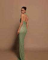 Long Sleeveless Halter Maxi Dress