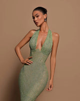 Long Sleeveless Halter Maxi Dress