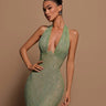 Long Sleeveless Halter Maxi Dress