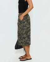 Longline Camo Cargo Shorts with Drawstring Hems
